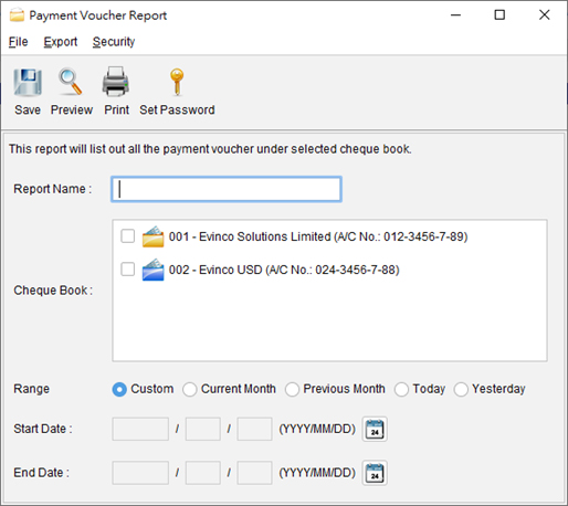 Payment Voucher Report Windows